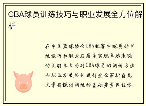 CBA球员训练技巧与职业发展全方位解析